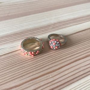 Gold and peach ring set